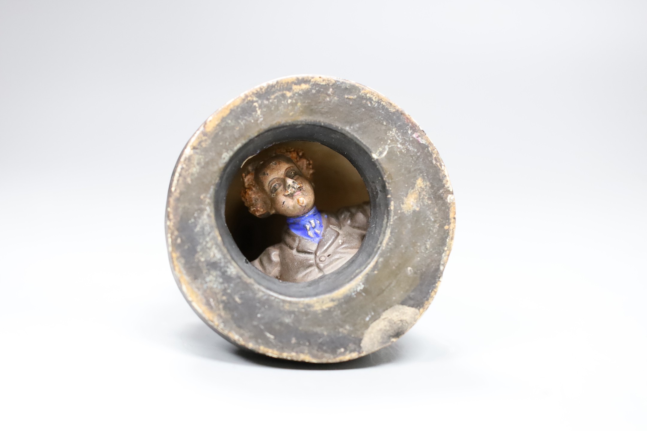 A German cold painted and terracotta erotic figure of a lady, 13cms high